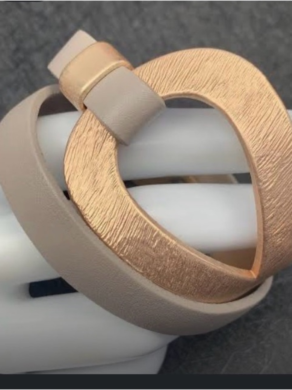 Stylish Gray Leather Belt with Gold Accent
